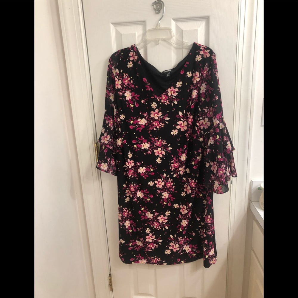 Roz & Ali black & pink floral dress Size 2X